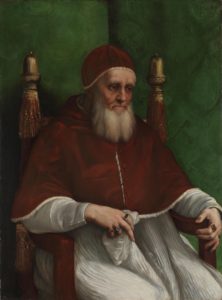 Raffaello Sanzio (Urbino, 1483 – Roma, 1520) Ritratto di papa Giulio II 1511-1512 Tavola, cm 108x80,7 Londra, National Gallery